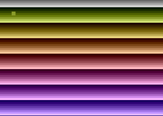 What you will see: a rainbow of horizontal bands, one colour per scan line.